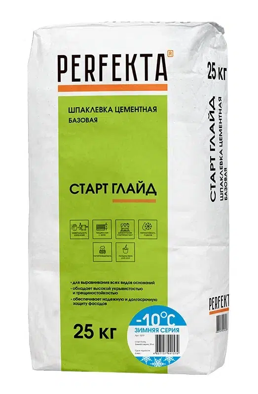 Шпаклевка фасадная базовая PERFEKTA Старт Глайд Зимняя 25 кг