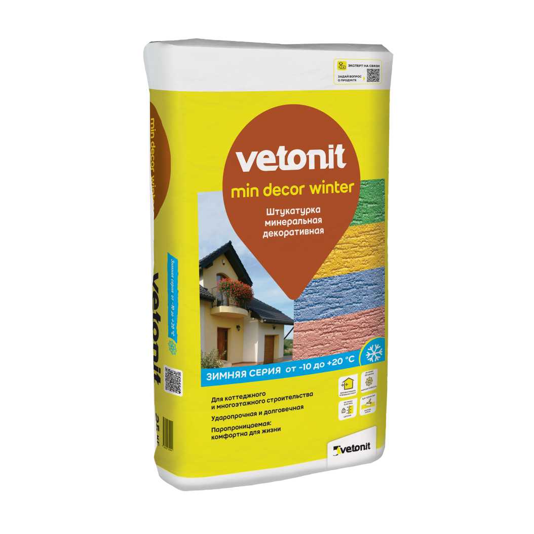 Смесь штукатурная цементно-известковая декоративная Vetonit Min Decor Winter “koroed” 25 кг