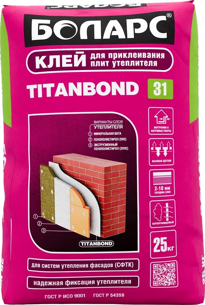 Смесь клеевая для теплоизоляции Боларс TITANBOND 25 кг