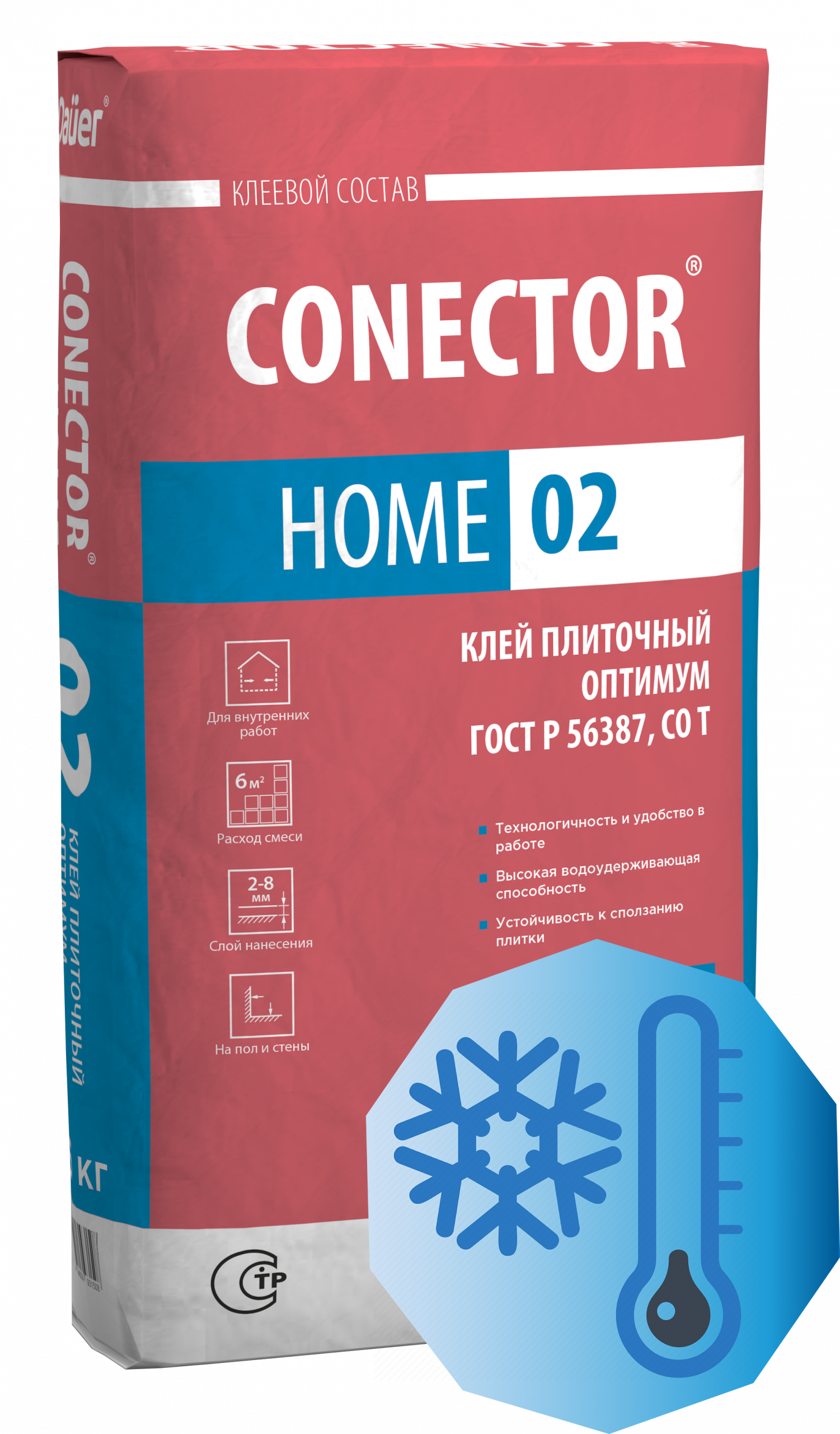 Смесь клеевая для плитки DAUER CONECTOR HOME 02 Зимняя (C0 T) 40 кг