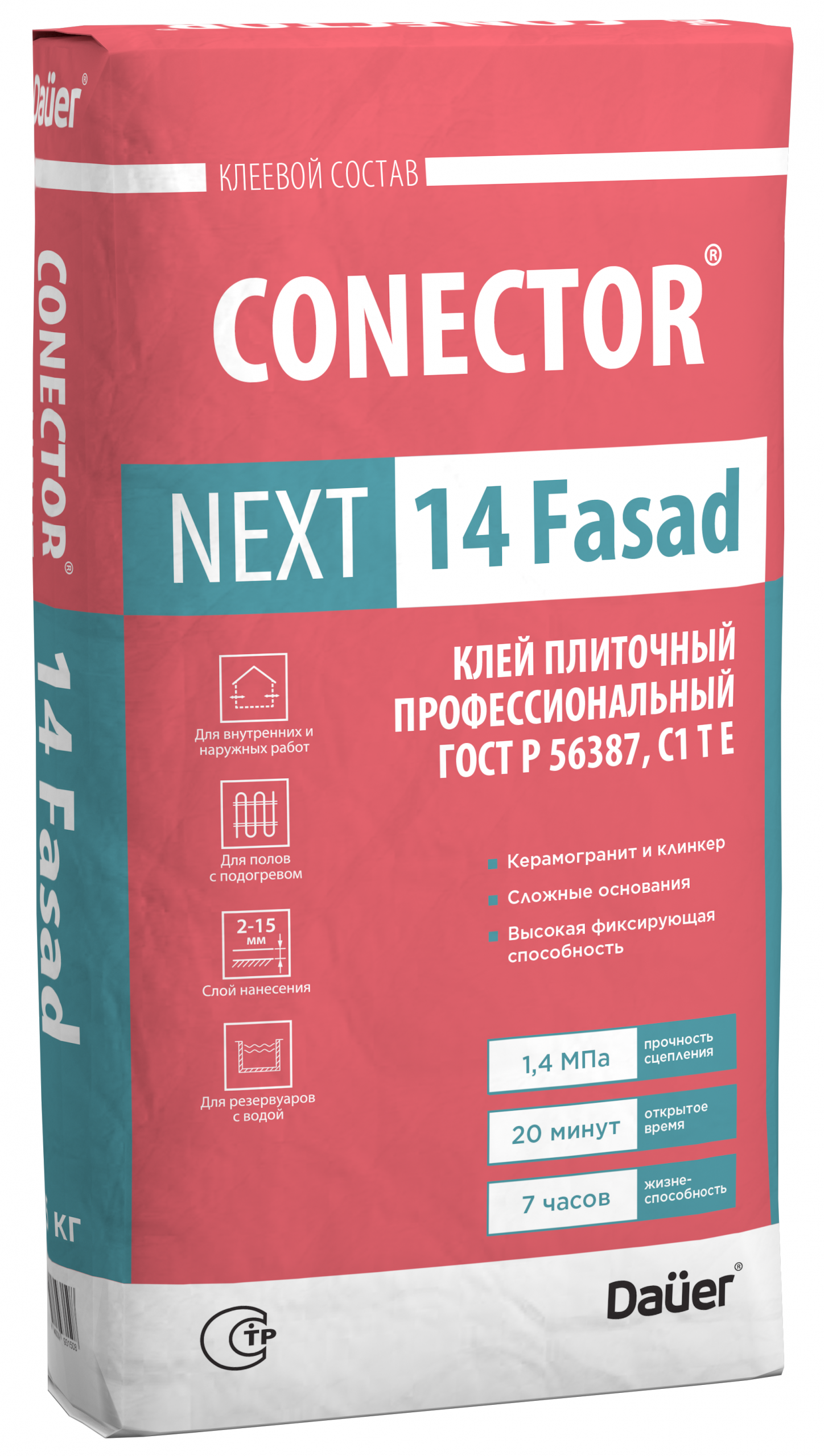 Смесь клеевая для плитки DAUER CONECTOR NEXT 14 Fasad (C1 TE) 25 кг