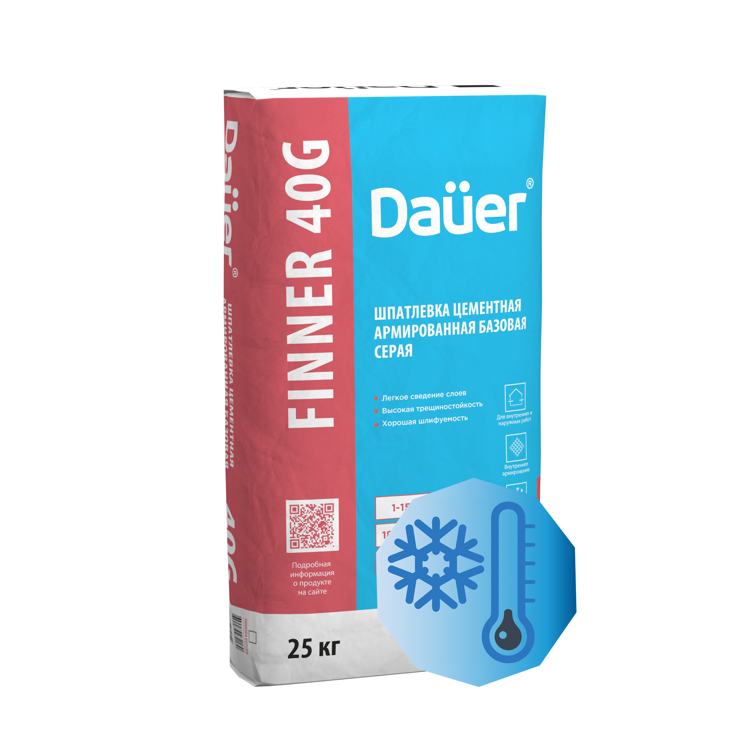 Шпаклевка фасадная базовая DAUER FINNER 40G Зимняя 25 кг