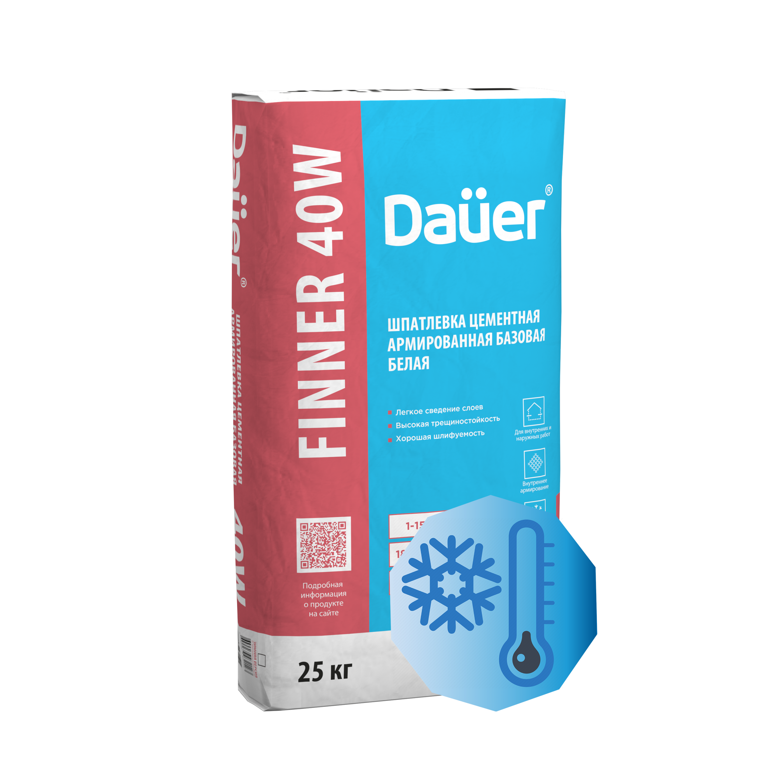 Шпаклевка фасадная базовая DAUER FINNER 40W Зимняя 25 кг