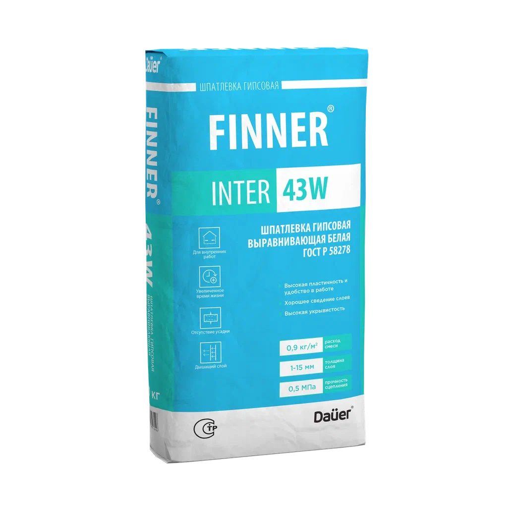 Шпаклевка базовая DAUER FINNER INTER 43 W 20 кг Шпаклевка базовая DAUER FINNER INTER 43 W 20 кг