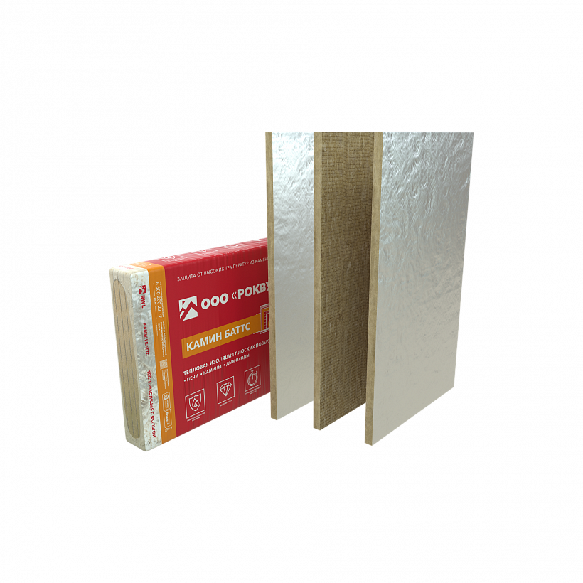 Плита теплоизоляционная из базальтовой ваты ROCKWOOL КАМИН БАТТС 30х600х1000 мм
