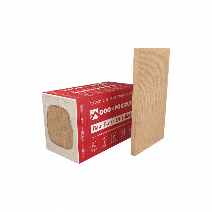 Плита теплоизоляционная из базальтовой ваты ROCKWOOL ЛАЙТ БАТТС ОПТИМА  100х600х1000 мм