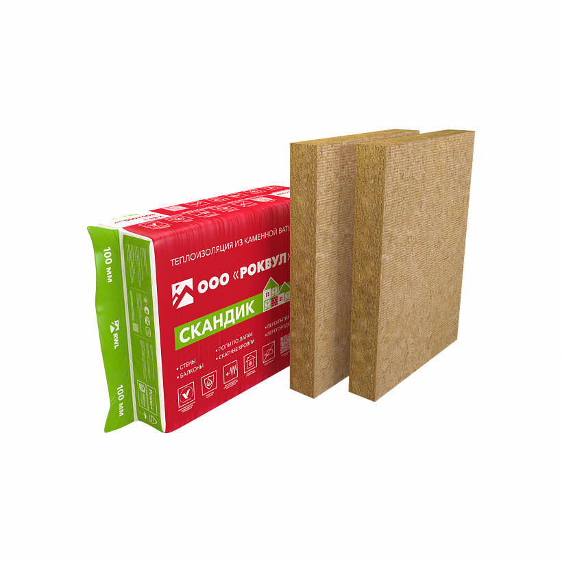Плита теплоизоляционная из базальтовой ваты ROCKWOOL ЛАЙТ БАТТС СКАНДИК 50х600х1000 мм