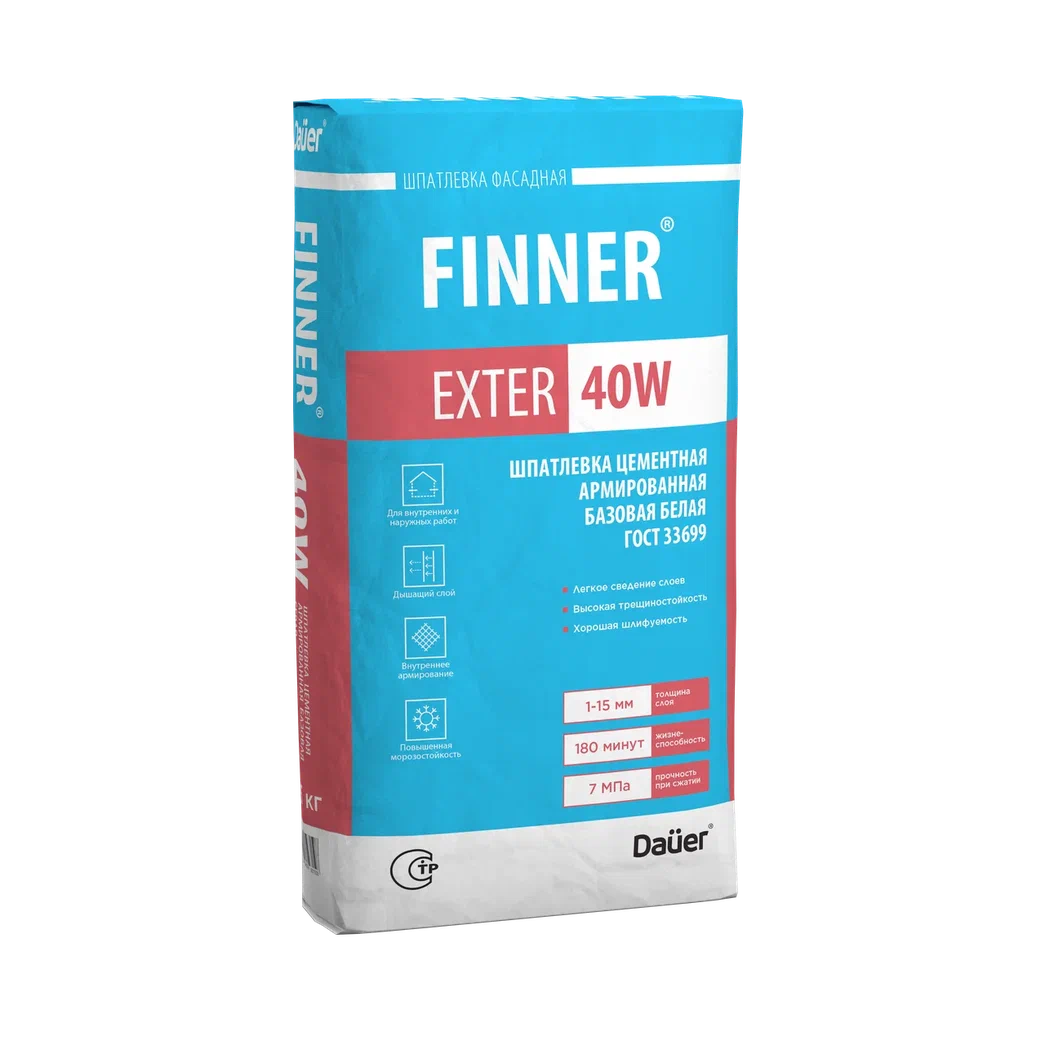 Шпаклевка фасадная базовая DAUER FINNER EXTER 40W 25 кг