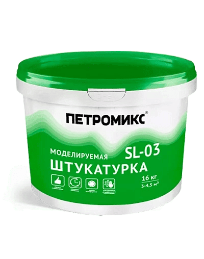 Штукатурка готовая полимерная ПЕТРОМИКС SL-03 16 кг