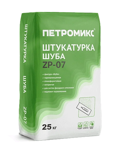 Смесь штукатурная цементная декоративная ПЕТРОМИКС ZP-07 25 кг (1,5 мм) Смесь штукатурная цементная декоративная ПЕТРОМИКС ZP-07 25 кг (1,5 мм)