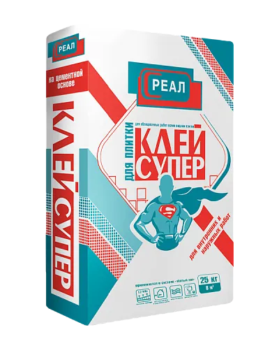 Смесь клеевая для плитки РЕАЛ Супер (C1 T) 25 кг Смесь клеевая для плитки РЕАЛ Супер (C1 T) 25 кг