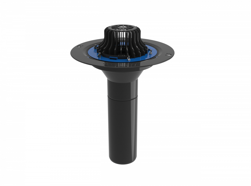 Воронка кровельная с обжимным фланцем и листвоуловителем PLASTFOIL VORTEX 110(D)х450 мм