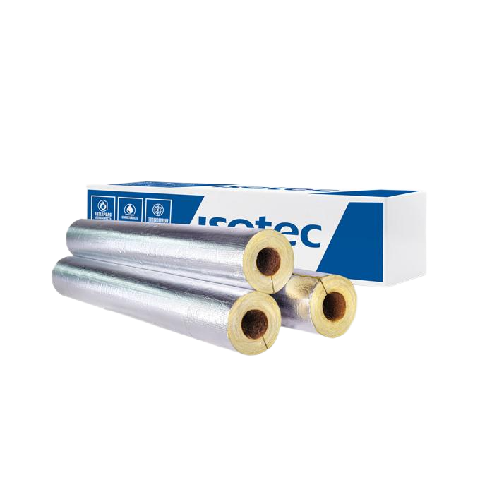 Цилиндр термонавивной из базальтовой ваты ISOTEC Section-100-АЛ 90х57-1200 мм