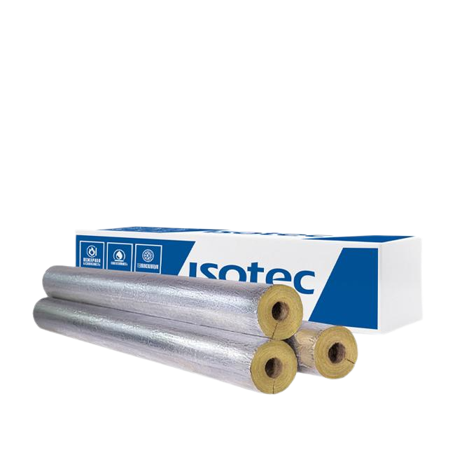Цилиндр термонавивной из базальтовой ваты ISOTEC Section-160-АЛ2 20х54-1200 мм